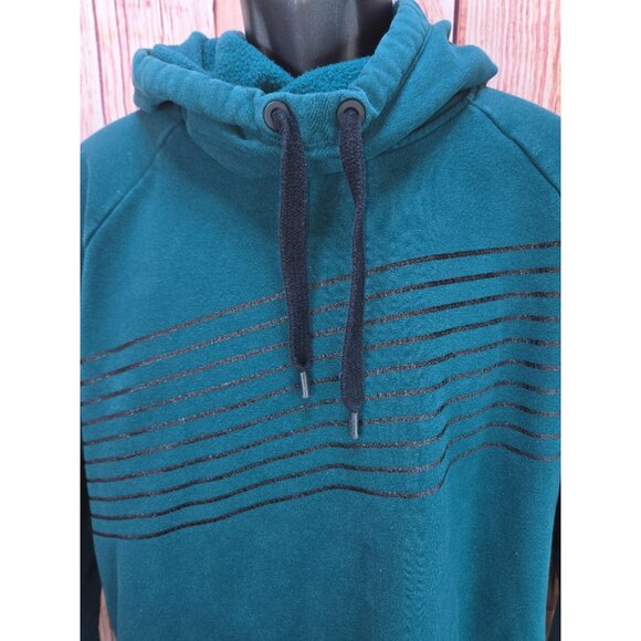 Under Armour Teal Fleece Hoodie Large Black Stripe Design - Picture 3 of 8